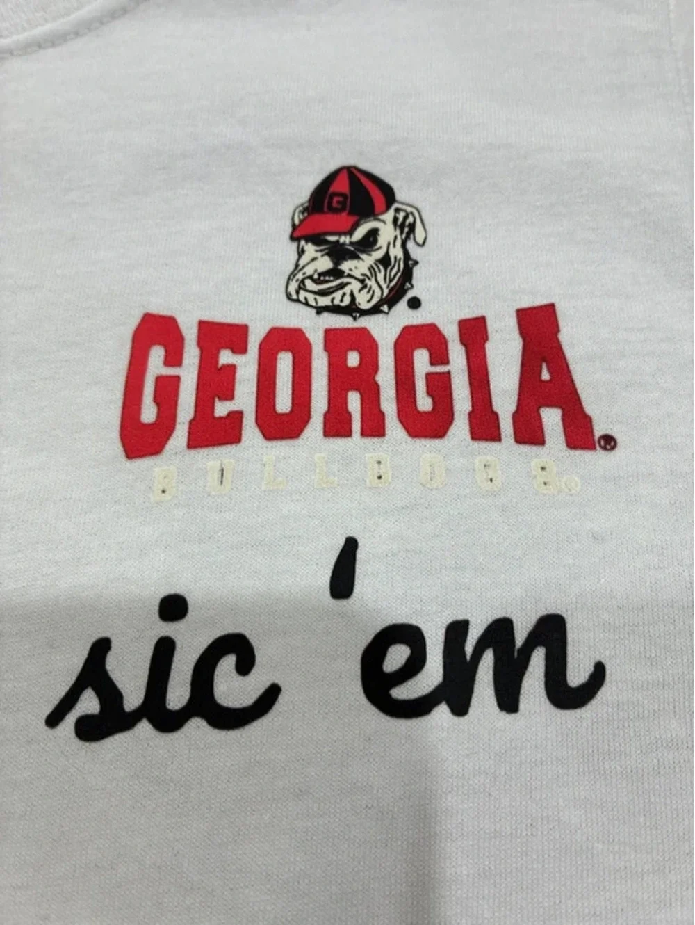 Georgia Bulldogs White Sic 'Em T-Shirt Size S/P